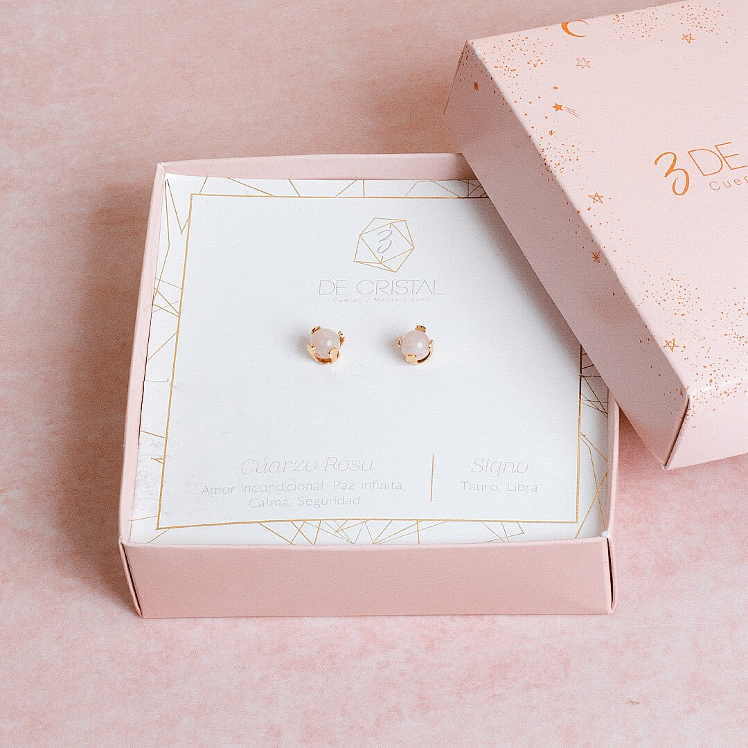 Aretes cuarzo rosa- amor